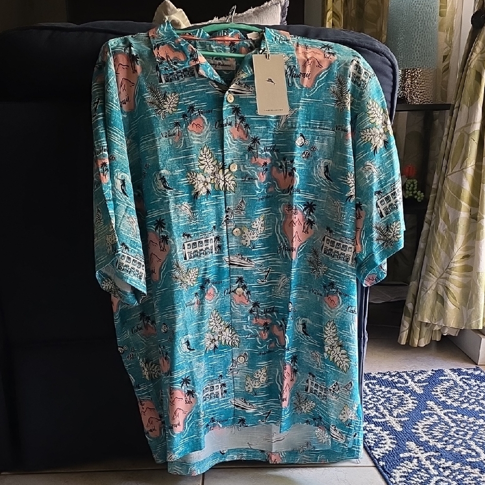 Tommy Bahama Teal and Coral Island Shirt